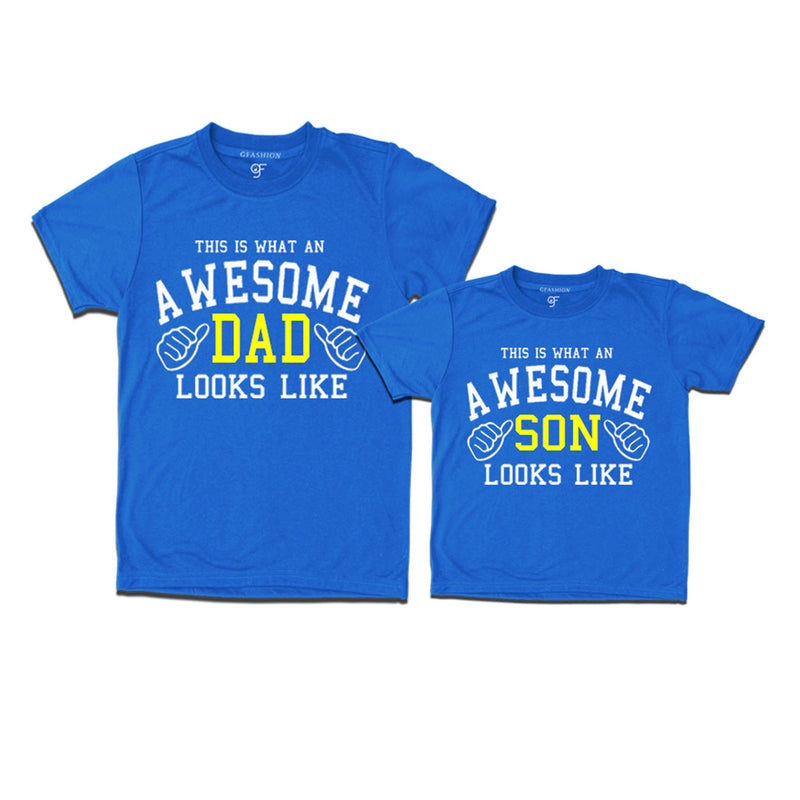 This is What An Awesome Dad Son Looks Like Printed T-shirt in Blue Color available @ Gfashion.jpg