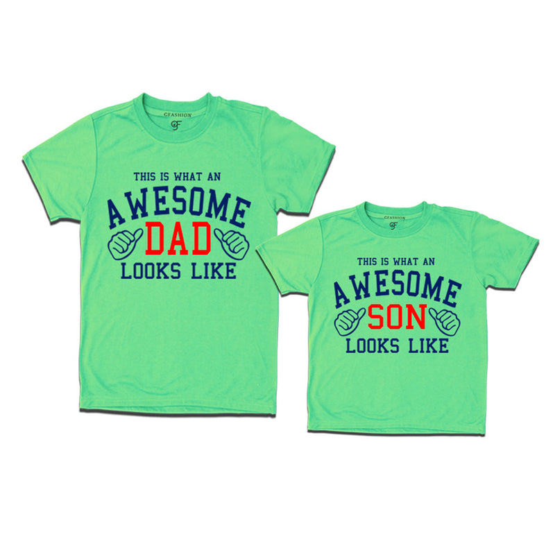 This is What An Awesome Dad Son Looks Like Printed T-shirt in Pista Green Color available @ Gfashion.jpg