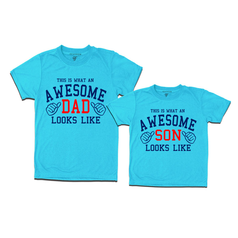 This is What An Awesome Dad Son Looks Like Printed T-shirt in Sky Blue Color available @ Gfashion.jpg