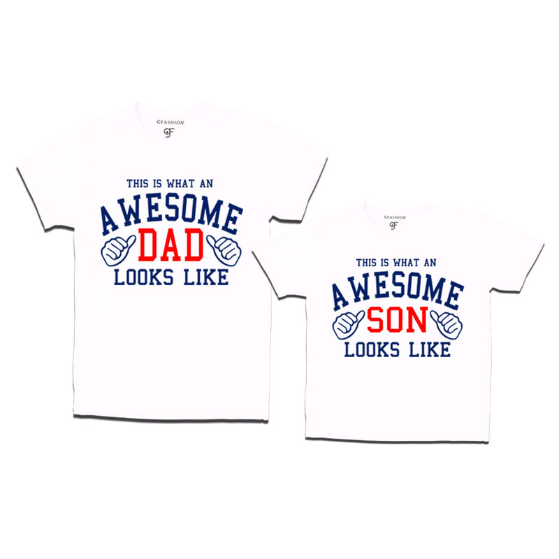 This is What An Awesome Dad Son Looks Like Printed T-shirt in White Color available @ Gfashion.jpg