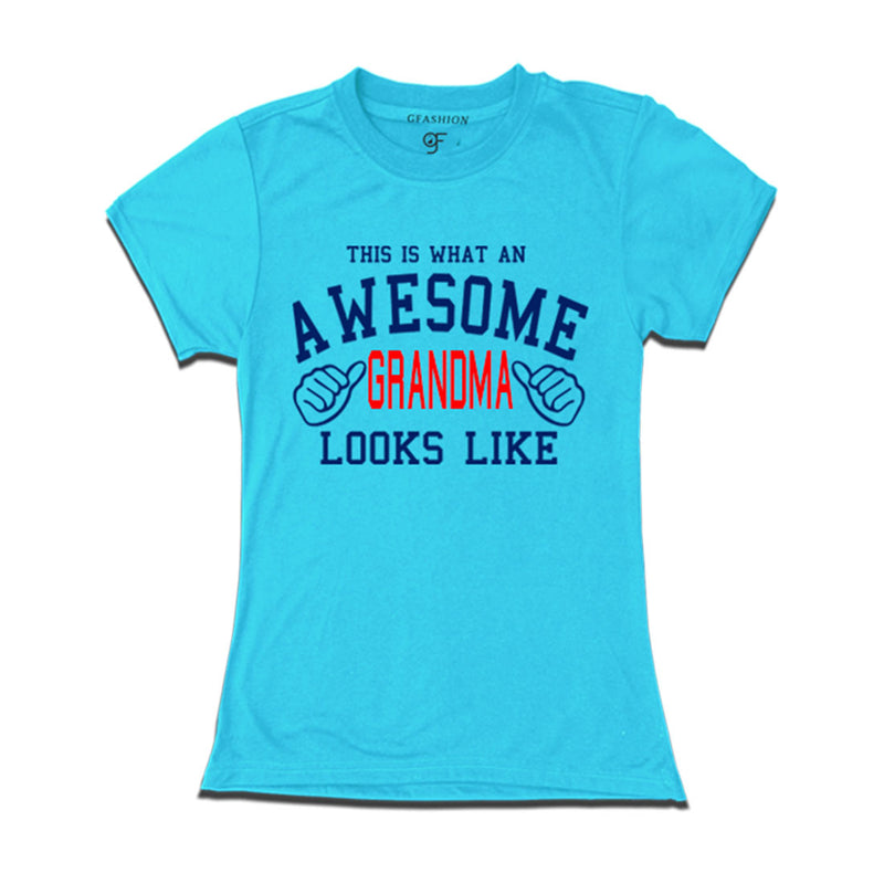 This is What An Awesome Grandma Looks Like Printed T-shirt in Sky Blue Color available @ Gfashion.jpg