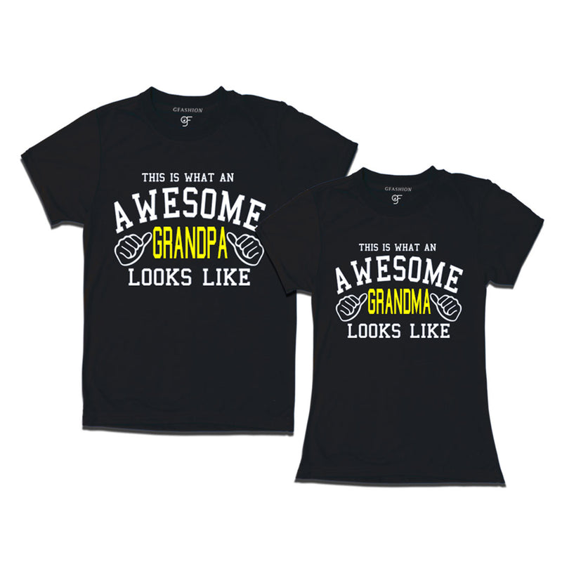 This is What An Awesome Grandpa Grandma Looks Like Printed T-shirts in Black Color available @ Gfashion.jpg