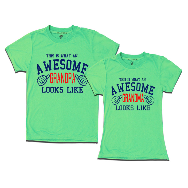 This is What An Awesome Grandpa Grandma Looks Like Printed T-shirts in Pista Green Color available @ Gfashion.jpg