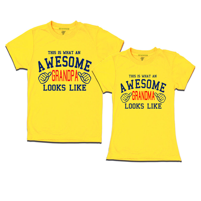 This is What An Awesome Grandpa Grandma Looks Like Printed T-shirts in Yellow Color available @ Gfashion.jpg