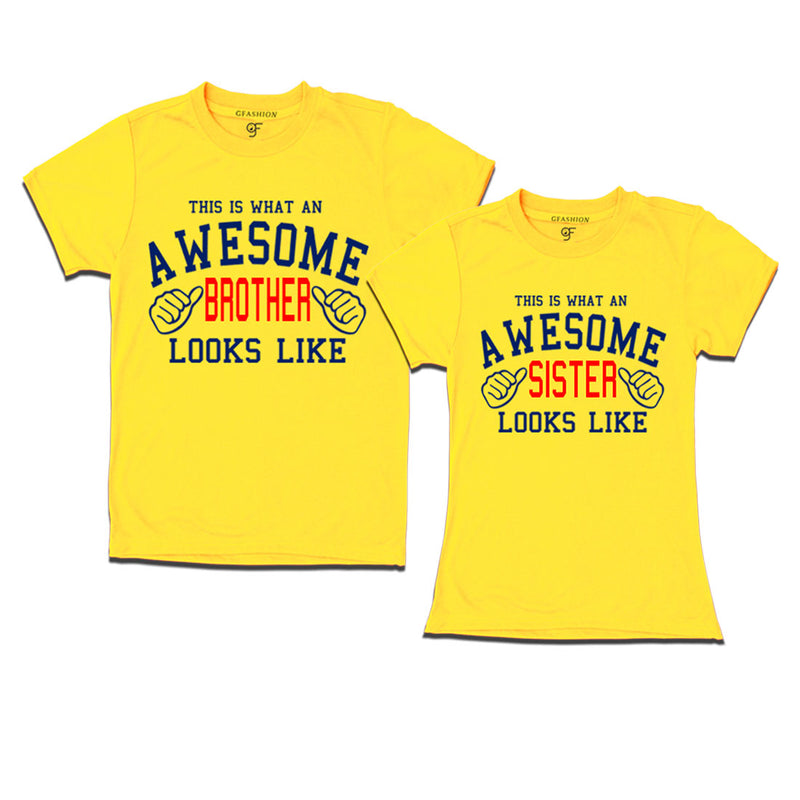 This is What An Awesome Brother Sister Looks Like Printed T-shirts  in Yellow Color available @ Gfashion.jpg