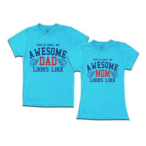 This is What An Awesome Dad Mom Looks Like Printed T-shirts in Sky Blue Color available @ Gfashion.jpg