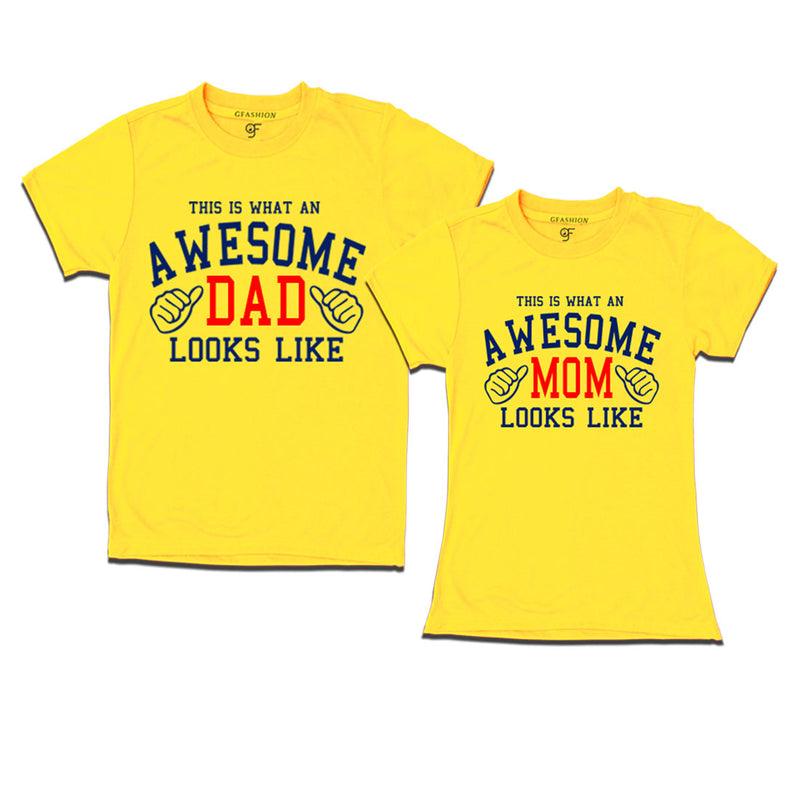 This is What An Awesome Dad Mom Looks Like Printed T-shirts in Yellow Color available @ Gfashion.jpg