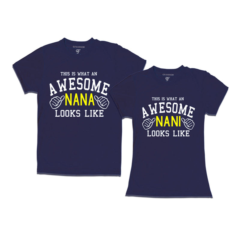 This is What An Awesome Nana Nani Looks Like Printed T-shirt in Navy Color available @ Gfashion.jpg
