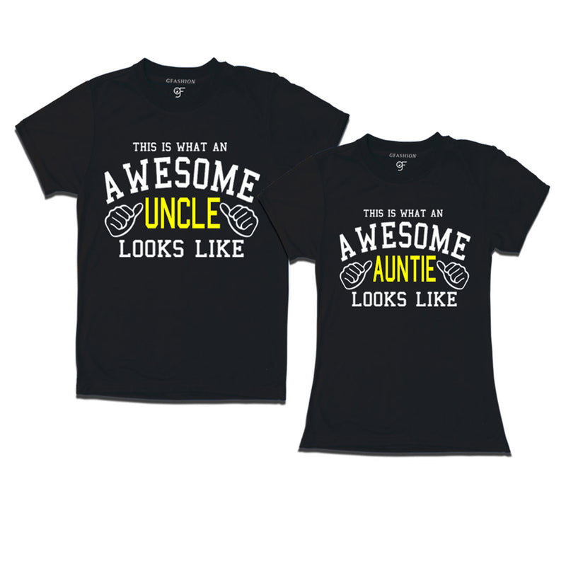 This is What An Awesome Uncle Auntie Looks Like Printed T-shirt in Black Color available @ Gfashion.jpg