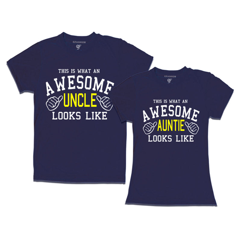 This is What An Awesome Uncle Auntie Looks Like Printed T-shirt in Navy Color available @ Gfashion.jpg