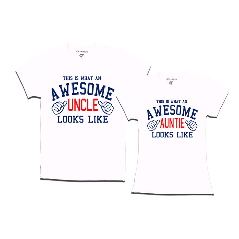 This is What An Awesome Uncle Auntie Looks Like Printed T-shirt in White Color available @ Gfashion.jpg