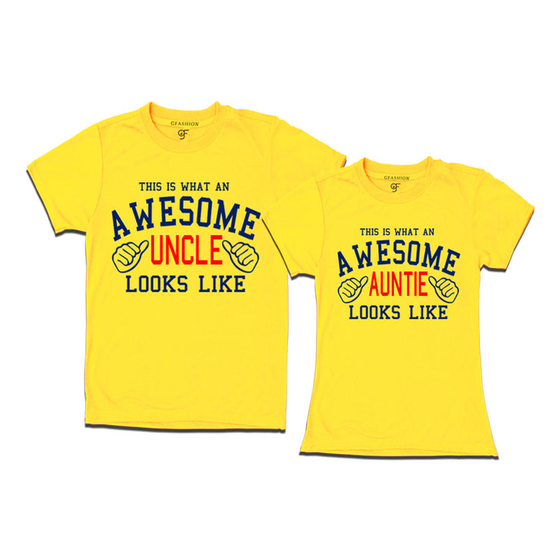 This is What An Awesome Uncle Auntie Looks Like Printed T-shirt in Yellow Color available @ Gfashion.jpg