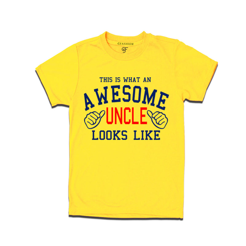 This is What An Awesome Uncle  Looks Like Printed T-shirt in Yellow Color available @ Gfashion.jpg