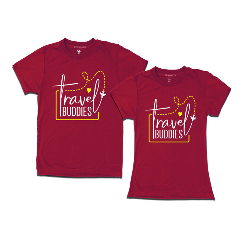 Travel Buddies T-shirts in Maroon Color available @ gfashion.jpg