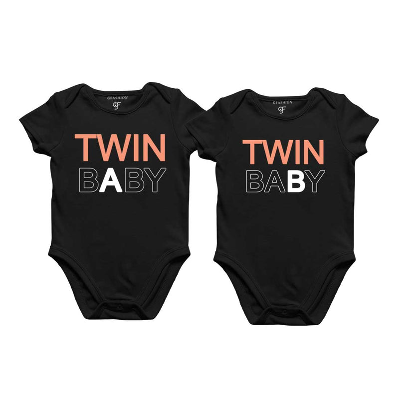 Twin Babies Onesie in Black Color available @ gfashion.jpg