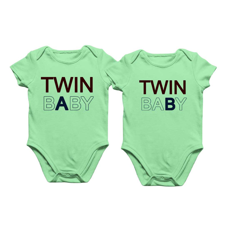 Twin Babies Onesie in Pista Green Color available @ gfashion.jpg