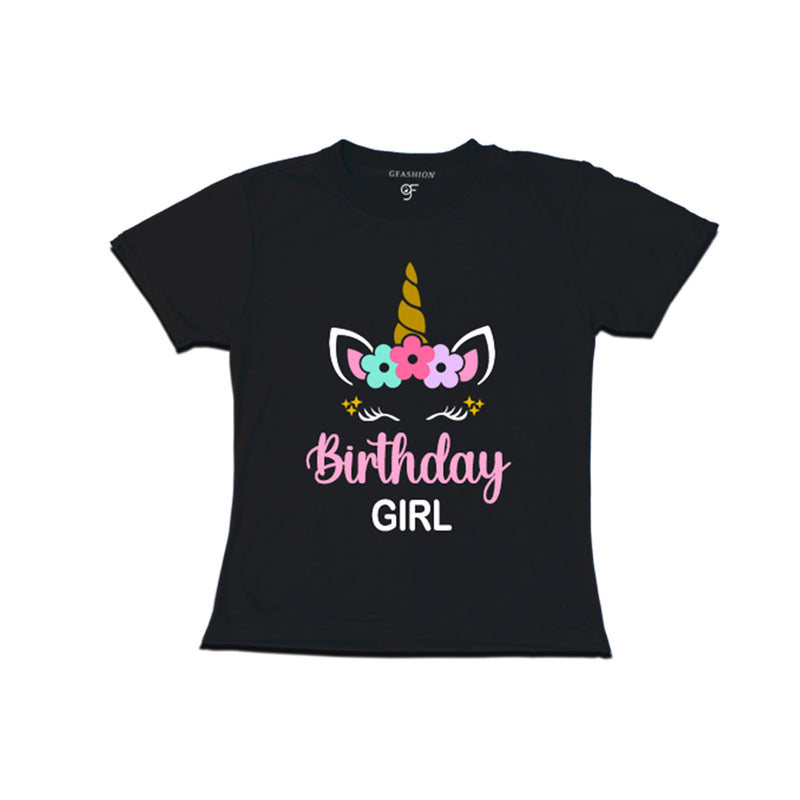 Unicorn Theme Based Birthday Girl T-shirt in Black Color available @ gfashion.jpg