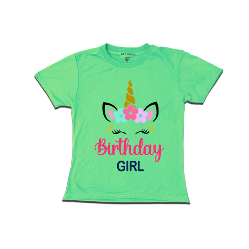 Unicorn Theme Based Birthday Girl T-shirt in Pista Green Color available @ gfashion.jpg