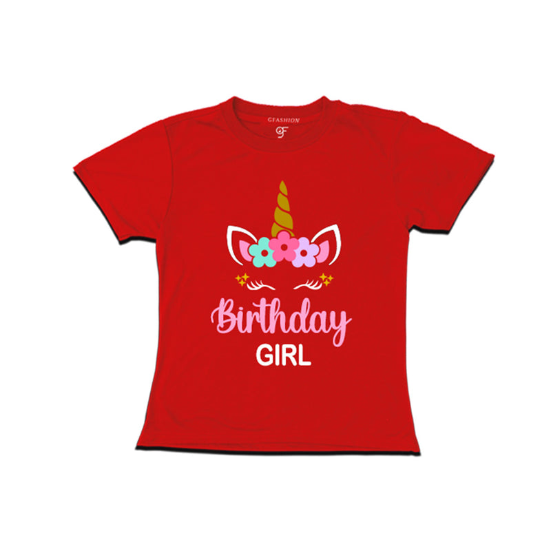 Unicorn Theme Based Birthday Girl T-shirt in Red Color available @ gfashion.jpg