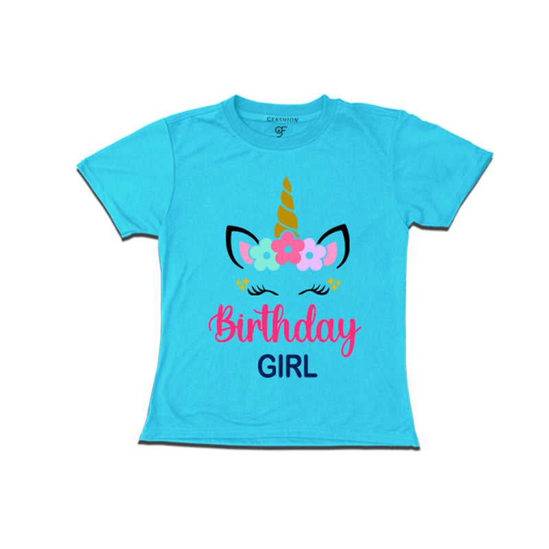 Unicorn Theme Based Birthday Girl T-shirt in Sky Blue Color available @ gfashion.jpg