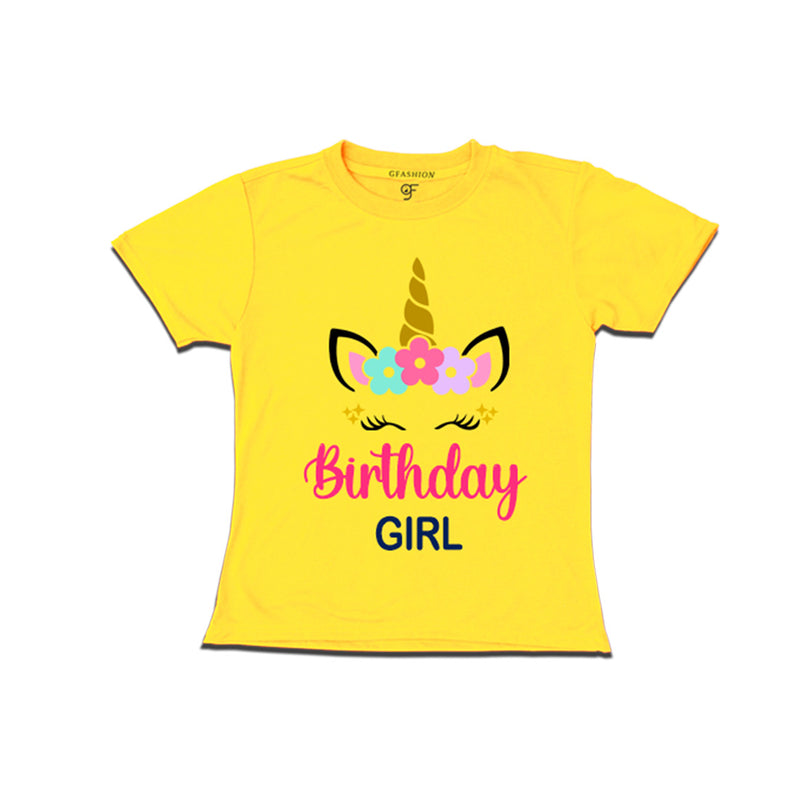 Unicorn Theme Based Birthday Girl T-shirt in Yellow Color available @ gfashion.jpg