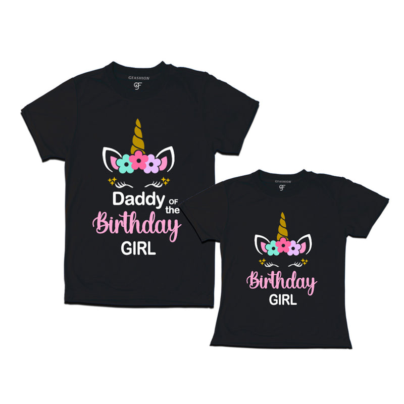 Unicorn theme based Birthday  T-shirts for Dad and Daughter in Black Color available @ gfashion.jpg