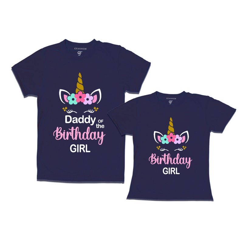 Unicorn theme based Birthday  T-shirts for Dad and Daughter in Navy Color available @ gfashion.jpg