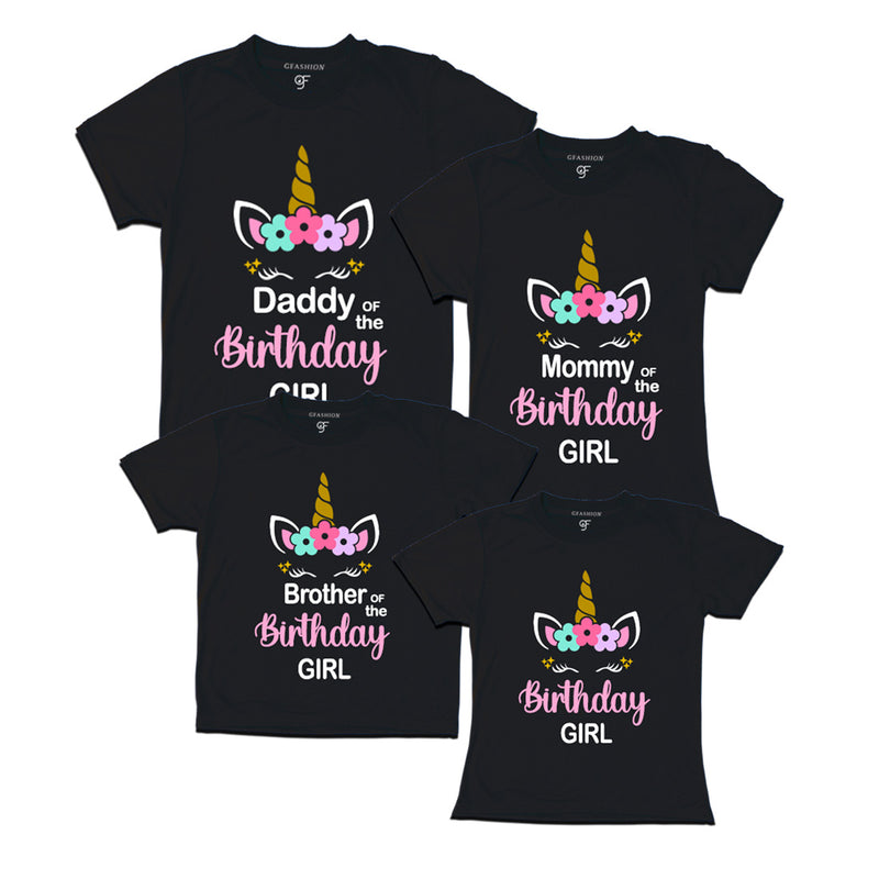 Unicorn Theme Based Birthday T-shirts for Family in Black Color available @ gfashion.jpg