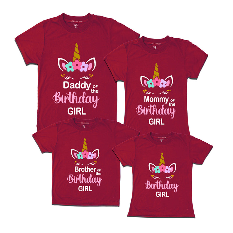 Unicorn Theme Based Birthday T-shirts for Family in Maroon Color available @ gfashion.jpg