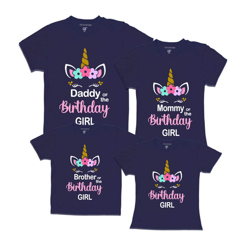 Unicorn Theme Based Birthday T-shirts for Family in Navy Color available @ gfashion.jpg