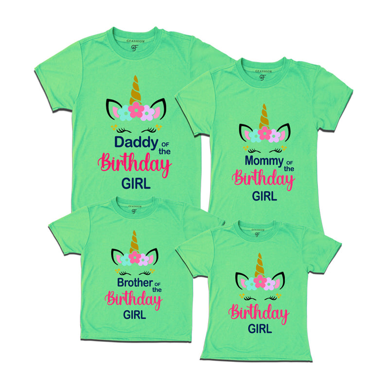 Unicorn Theme Based Birthday T-shirts for Family in Pista Green Color available @ gfashion.jpg