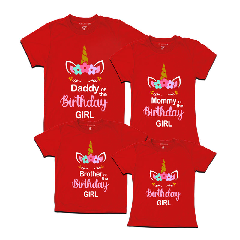 Unicorn Theme Based Birthday T-shirts for Family in Red Color available @ gfashion.jpg