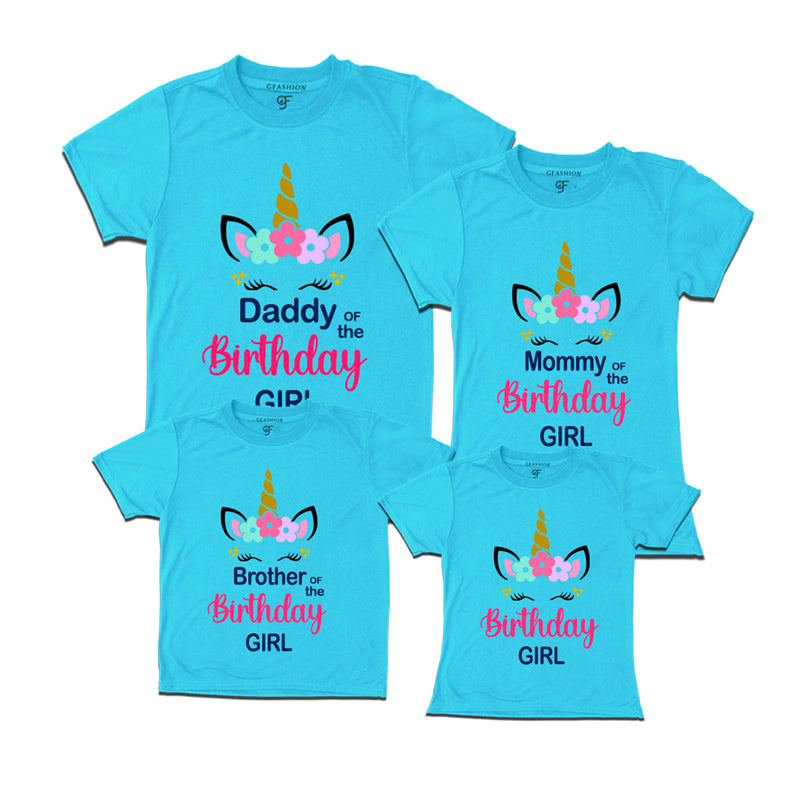 Unicorn Theme Based Birthday T-shirts for Family in Sky Blue Color available @ gfashion.jpg