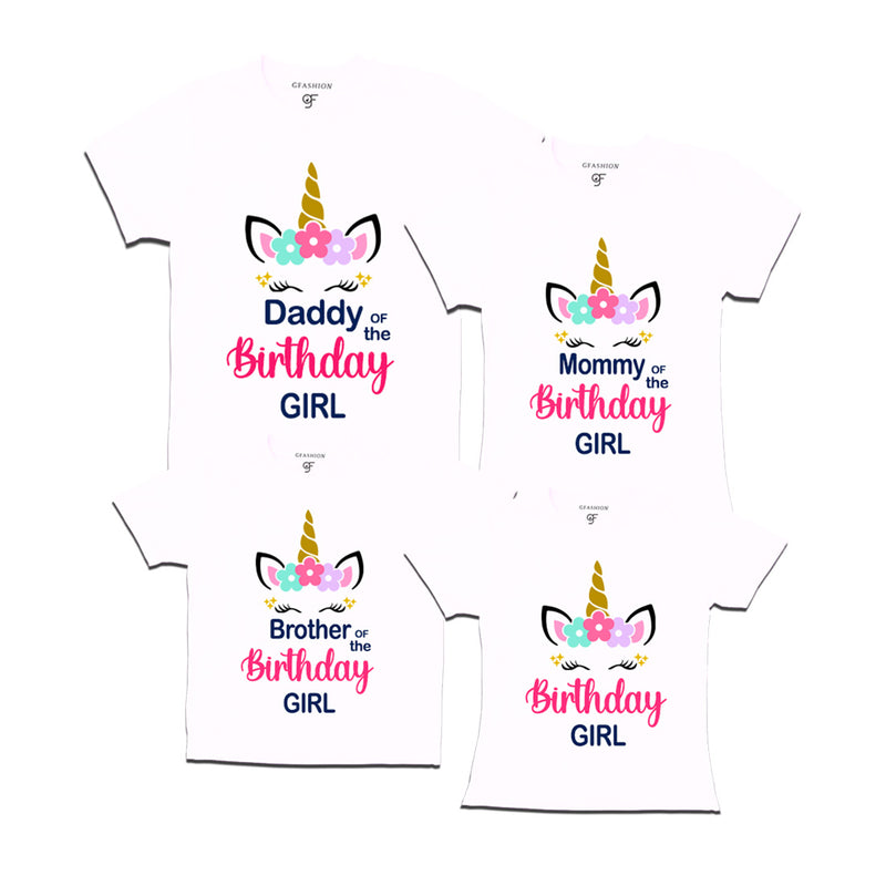 Unicorn Theme Based Birthday T-shirts for Family in White Color available @ gfashion.jpg