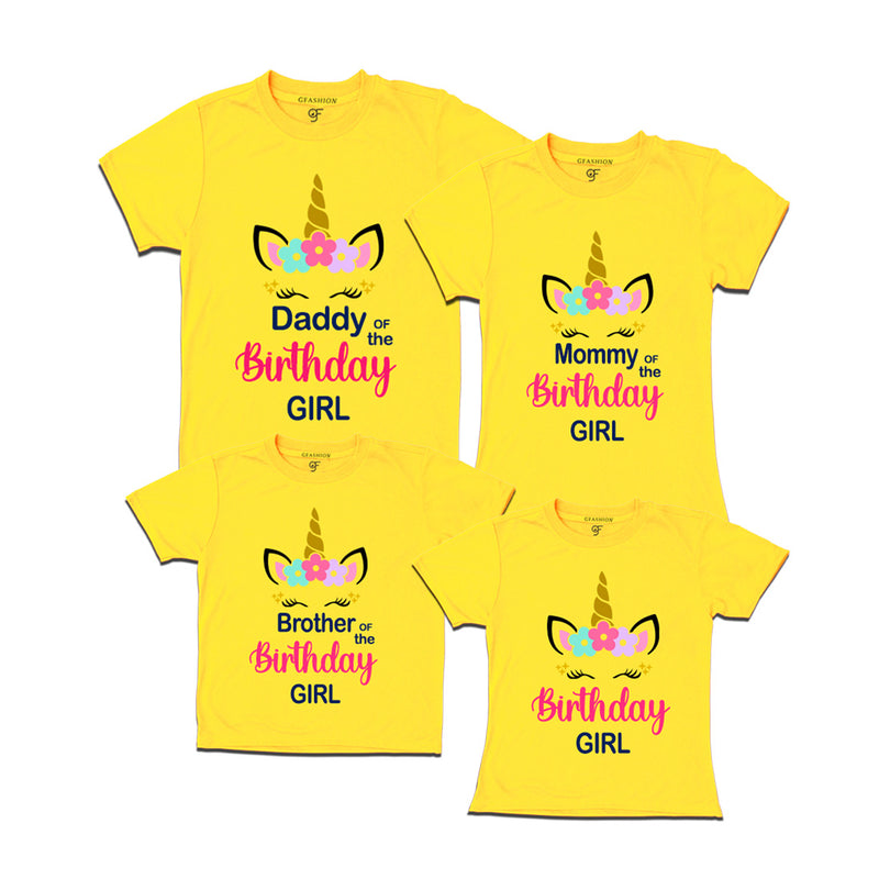 Unicorn Theme Based Birthday T-shirts for Family in Yellow Color available @ gfashion.jpg