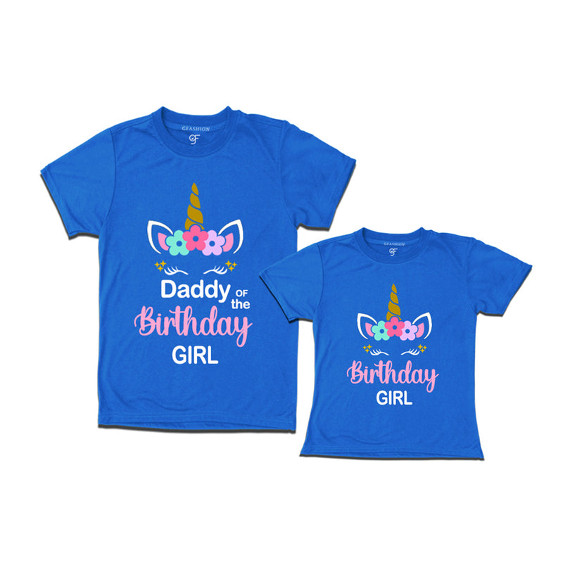 Unicorn theme based Birthday  T-shirts for Dad and Daughter in Blue Color available @ gfashion.jpg
