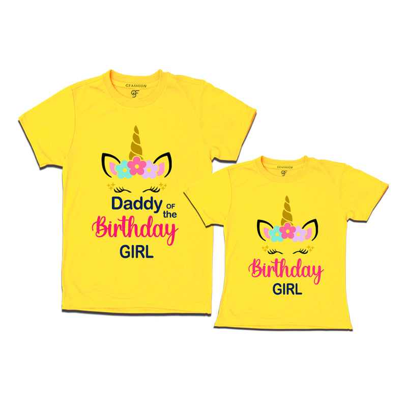 Unicorn theme based Birthday  T-shirts for Dad and Daughter in Yellow Color available @ gfashion.jpg