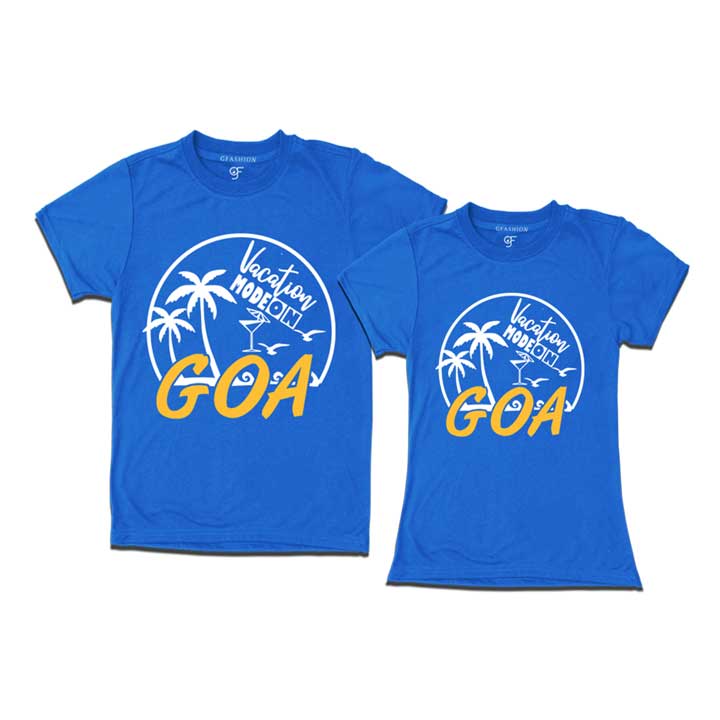 Vacation Mode On Goa couples T-shirts -blue-gfashion 