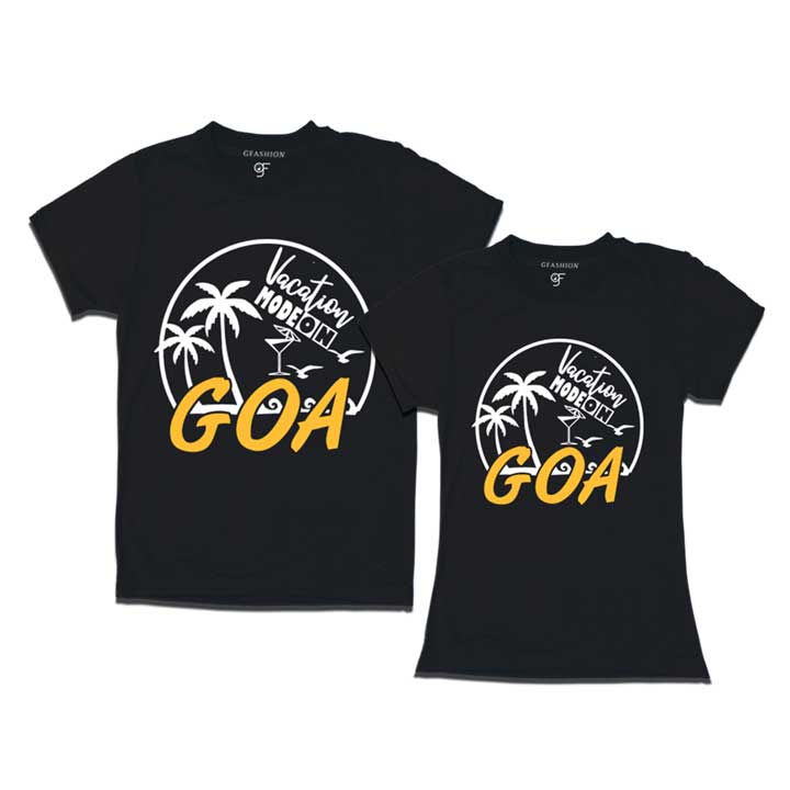 Vacation Mode On Goa couples T-shirts -black-gfashion 