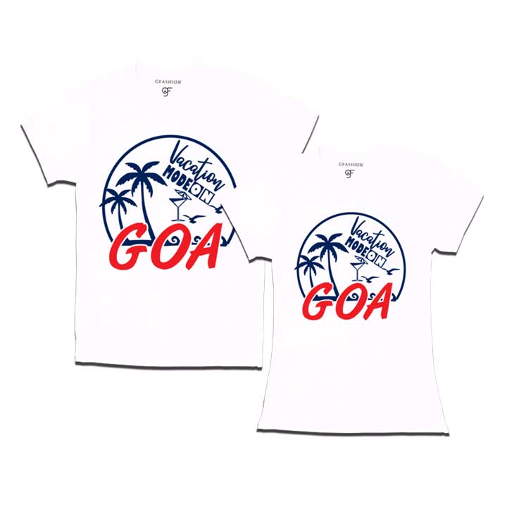 Vacation Mode On Goa couples T-shirts -white-gfashion 