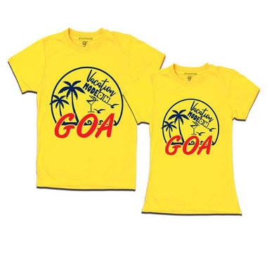 Vacation Mode On Goa couples T-shirts -yellow-gfashion 