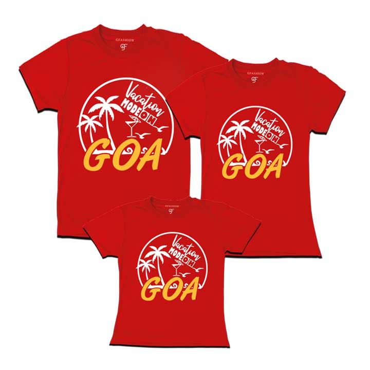 Vacation Mode On Goa dad mom daughter T-shirts-red-gfashion