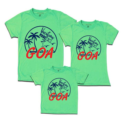 Vacation Mode On Goa dad mom son T-shirts -pistagreen-gfashion