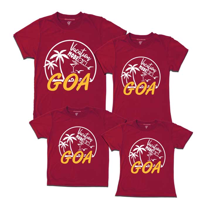 Vacation Mode On Goa T-shirts family-maroon-gfashion
