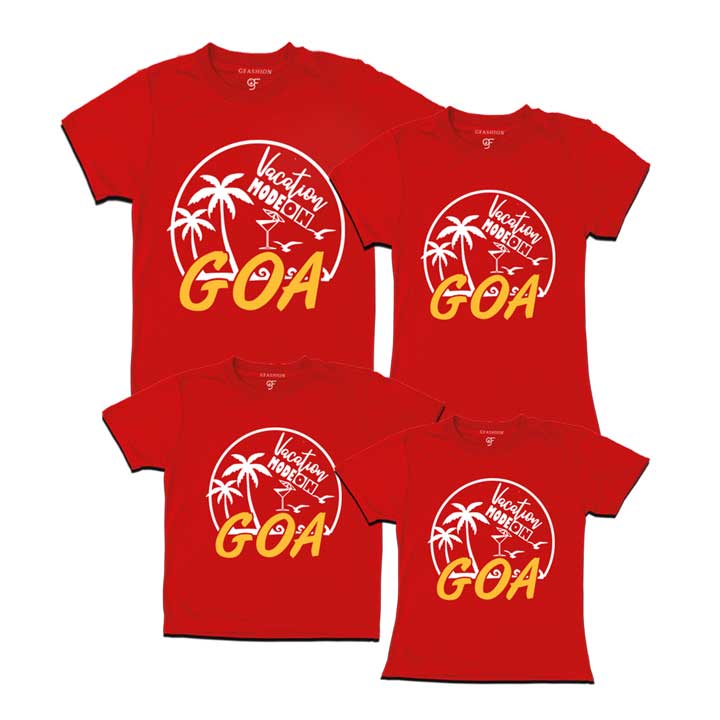 Vacation Mode On Goa T-shirts family-red-gfashion