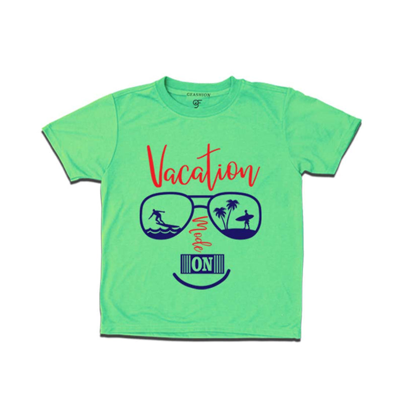Vacation Mode On T-shirt for Boy in Pista Green Color available @ gfashion.jpg