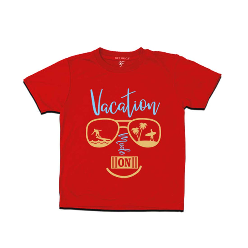 Vacation Mode On T-shirt for Boy in Red Color available @ gfashion.jpg