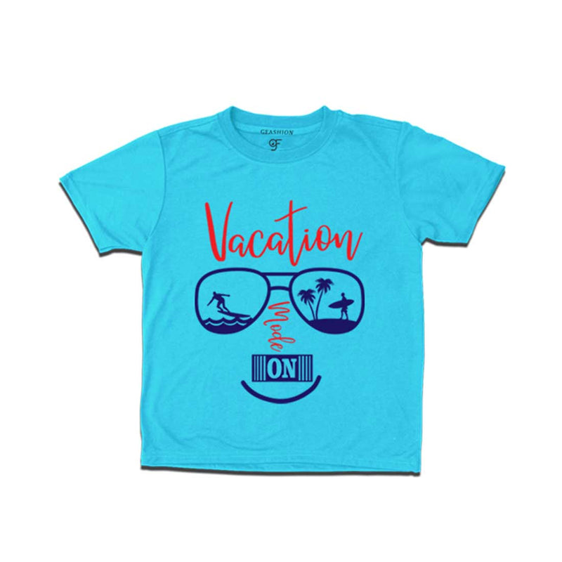 Vacation Mode On T-shirt for Boy in Sky Blue Color available @ gfashion.jpg