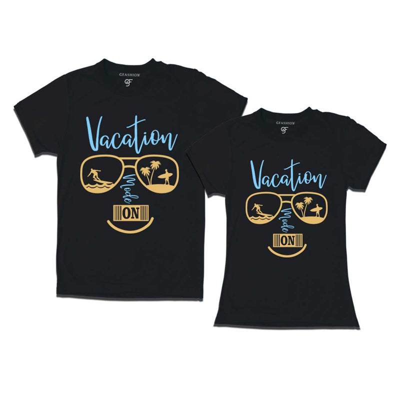 Vacation Mode On T-shirts for Couples in Black Color available @ gfashion.jpg