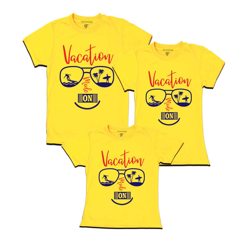 Vacation Mode On T-shirts for Dad Mom and Daughter in Yellow Color available @ gfashion.jpg
